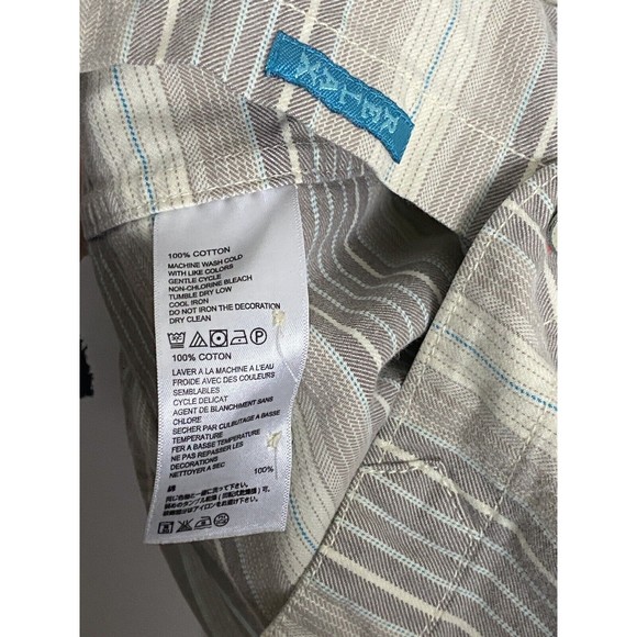 TOMMY BAHAMA RELAX Mens Beige Striped Button Up Long Sleeve Shirt Size M Island - Picture 8 of 12